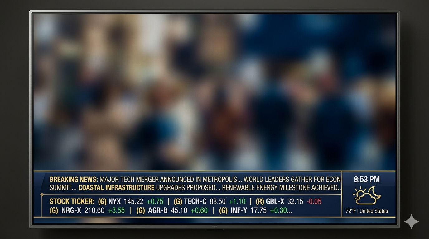 Ticker on a TV